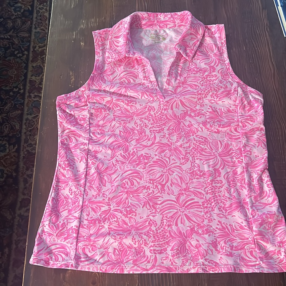 Lilly Pulitzer Pink Sleeveless V-Neck Printed Tank - Picture 6 of 14